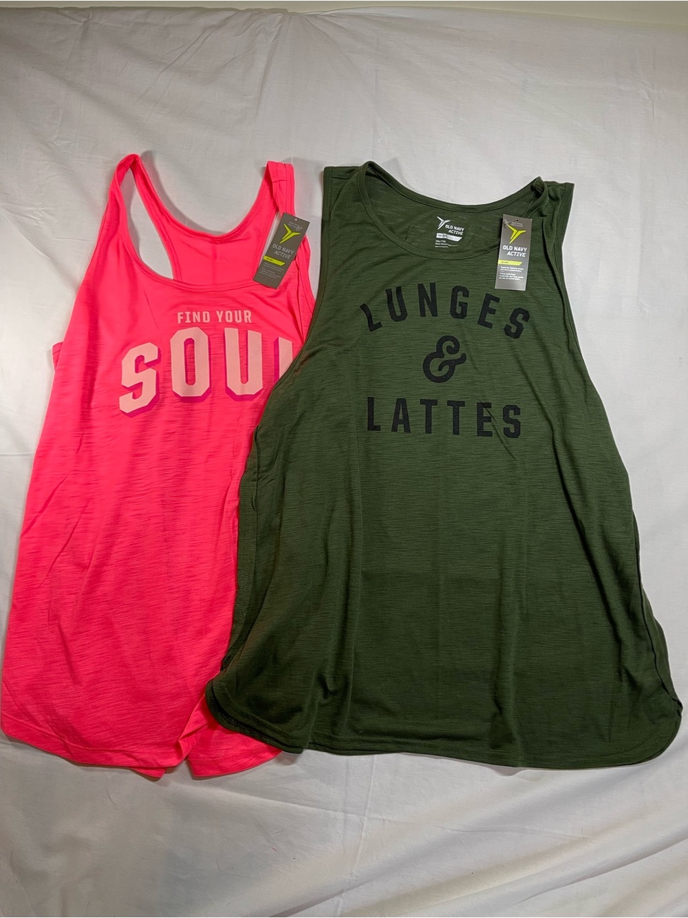 Old Navy Active XXL Tank Tops NWT Go-Dry Find Your Soul Lunges & Lattes Lot of 2